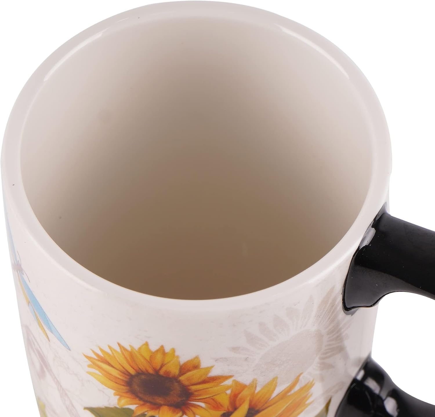 DUSVALLY Taza de café de cerámica con tapa, taza de té de latte de porcelana con asa 16.9 fl oz17 oz, girasol, regalos para mamá