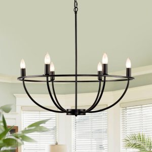 28.5” Black Chandeliers for Dining Room,6-Light Farmhouse Dining Room Light Fixtures,Large Entry Chandeliers for High Ceilings,for Living 28.5” Black Chandeliers for Dining Room,6-Light Farmhouse Dining Room Light Fixtures,Large Entry Chandeliers for High Ceilings,for Living