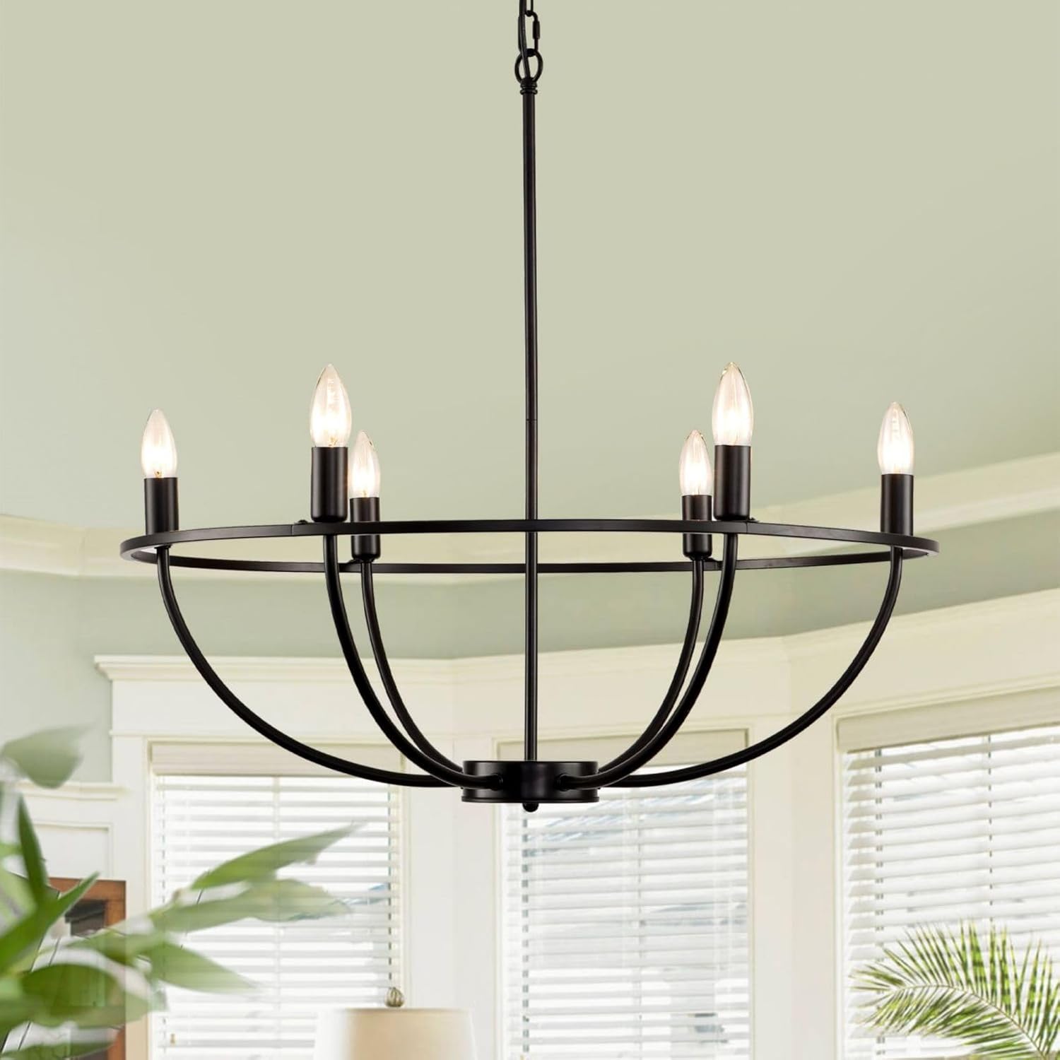 28.5” Black Chandeliers for Dining Room,6-Light Farmhouse Dining Room Light Fixtures,Large Entry Chandeliers for High Ceilings,for Living