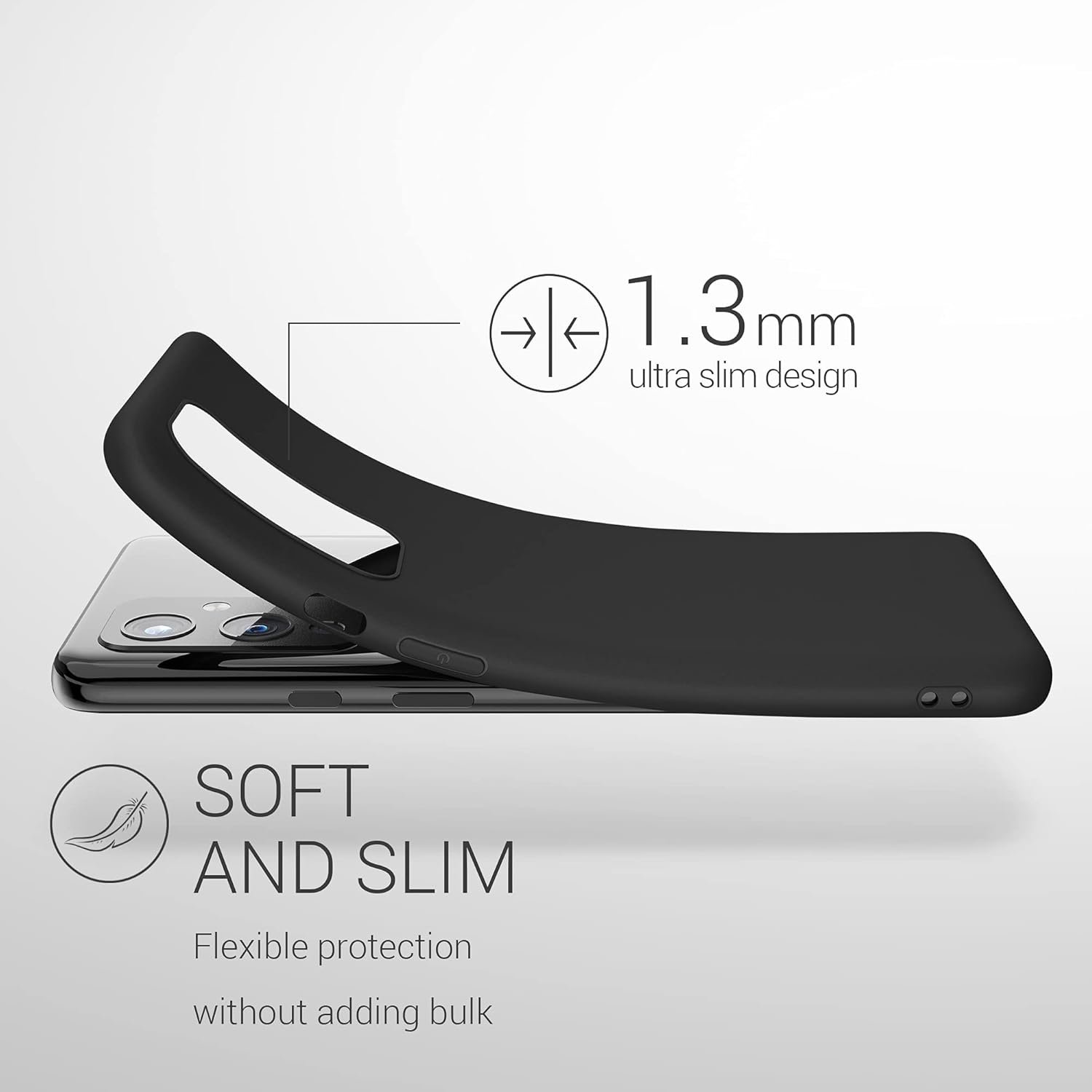 kwmobile Funda compatible con OnePlus 9 (versión EUNA) – Funda protectora de silicona TPU suave y delgada – Negro mate