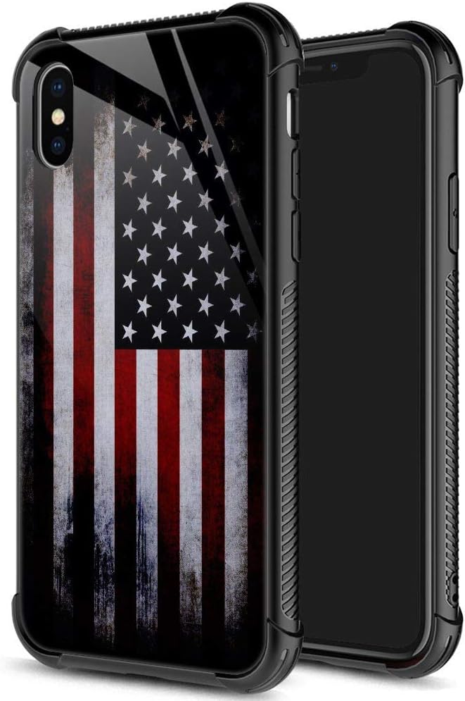Funda para iPhone Xs, funda para iPhone X, cristal templado, parte trasera a prueba de golpes, funda protectora para teléfono para hombre y niños,