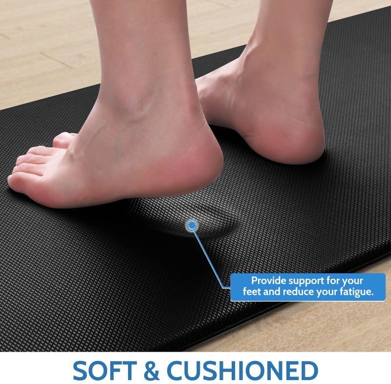 Tapete de cocina, 2 piezas, tapetes de cocina acolchados para piso, tapete antifatiga, juego de alfombras de cocina, tapete antideslizante para