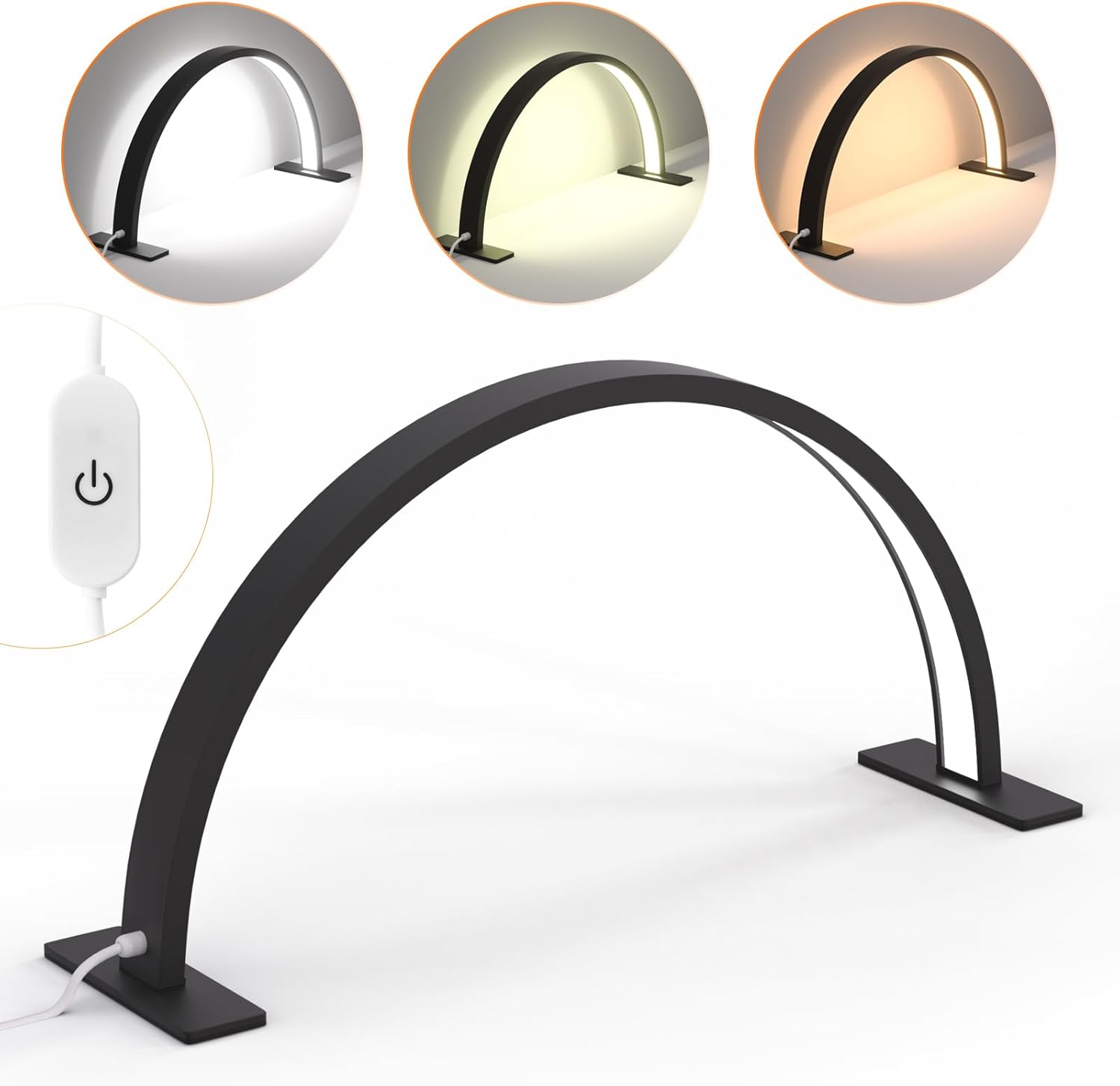 Luz de media luna para escritorio de uñas, lámpara de tecnología de uñas, lámpara de mesa de media luna, lámpara de escritorio para extensión de
