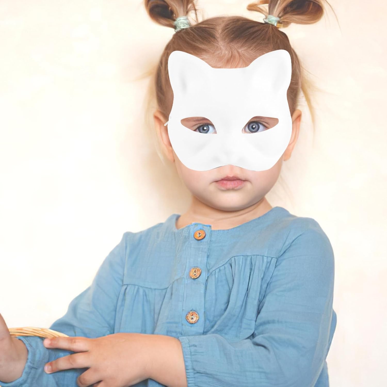 STOBOK Máscara de gato, 5 máscaras de gato de mascarada, máscaras en blanco pintables para Halloween, gato blanco, sin pintar, máscaras para