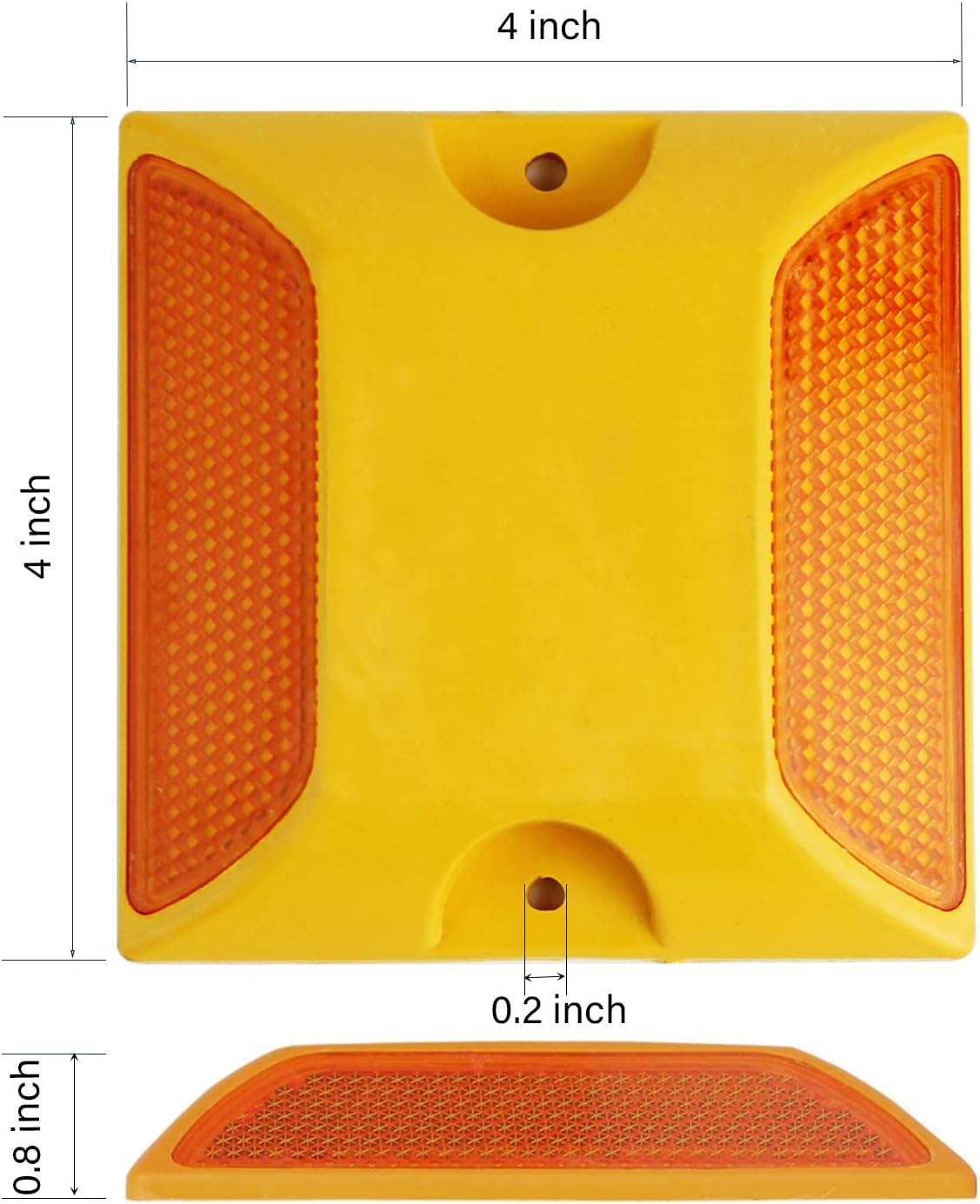 Paquete de 10 marcadores reflectores de carretera, reflectores de carretera de 4 x 4 pulgadas, marcadores reflectantes de doble cara para pavimento