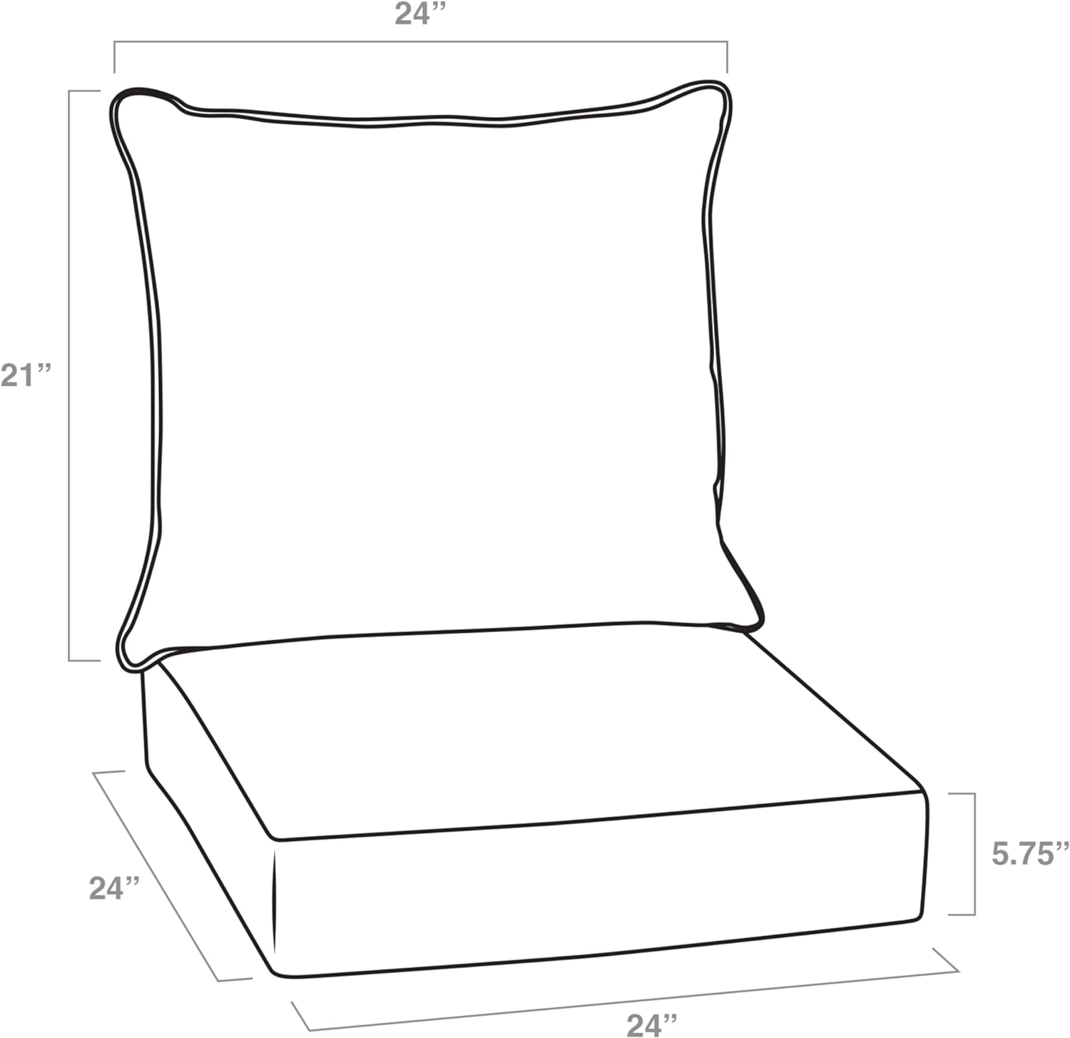 Arden Selections earthFIBER – Juego de cojines de asiento profundo para exteriores, 24 x 24 pulgadas, repelente al agua, resistente a la