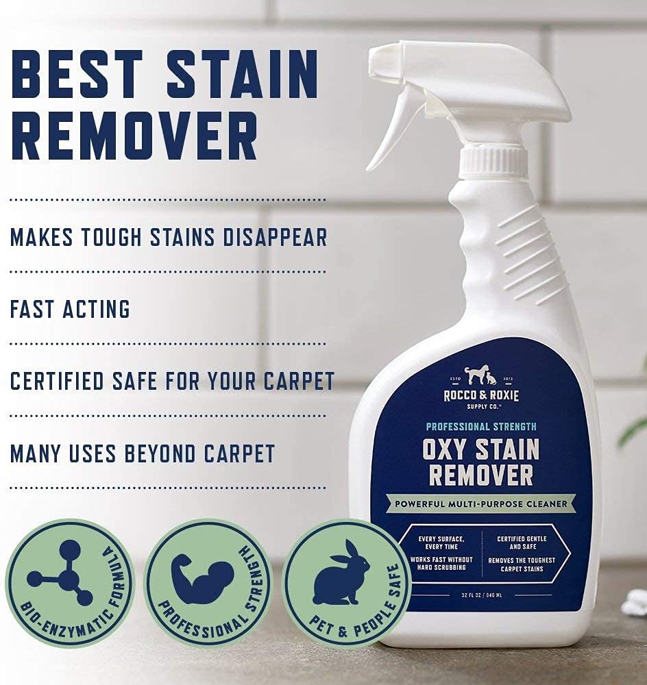 Rocco & Roxie Supply Co. Ultimate Pet Stain & Odor Eliminator for Home Bundle – Solución limpiador de alfombras Oxy – Spray enzimático de orina –