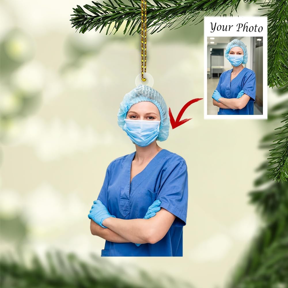 Adornos de Navidad personalizados para enfermera, adorno de enfermera personalizado para colgar en 2D, adorno de enfermera, decoración de árbol de