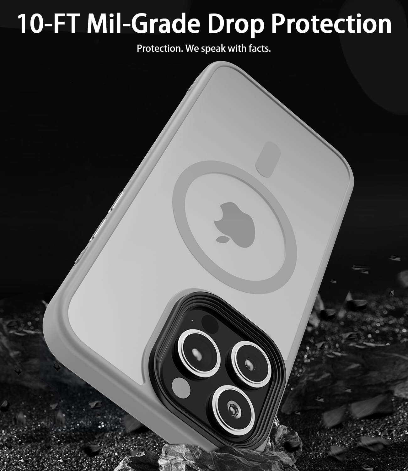 RLXQG – Funda magnética diseñada para iPhone 15 Pro Max probada en caídas de grado militar compatible con MagSafe Funda translúcida mate para iPhone