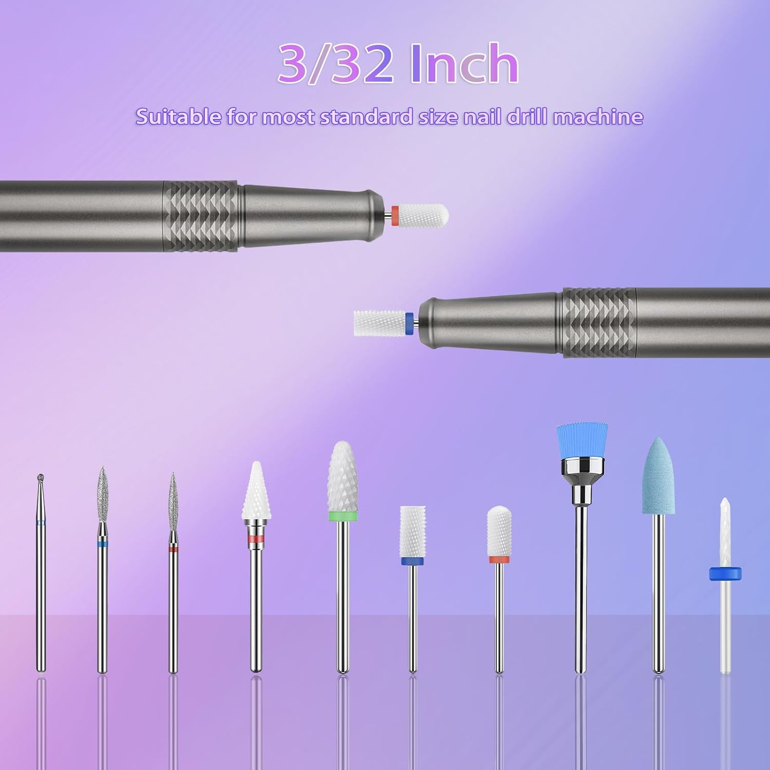 11 brocas de uñas, 332 brocas de cerámica profesionales para uñas con brocas de cutícula y 75 bandas de lijado de uñas (#80#120#180) para uñas de