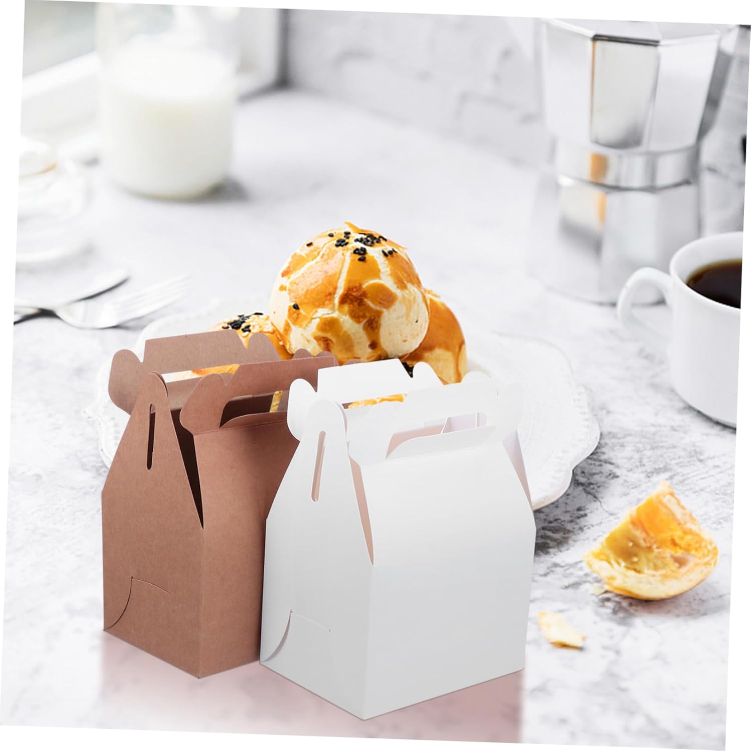 Hohopeti 10 Pcs cake kraft paper Food Treat Case Cupcake Carriers Holder cupcake cases cupcake container Muffin container Donuts container candy