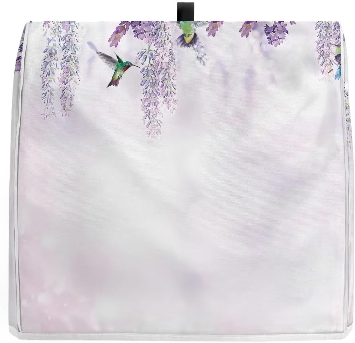 Cubierta de licuadora de tamaño grande para 6-8 cuartos de galón de color morado con estampado floral de colibrí, cubierta de mezclador negro,