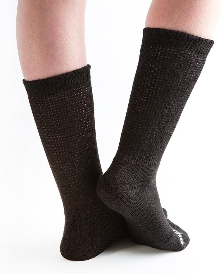 Doc Ortho Calcetines para diabéticos ultra suaves y holgados, 6 pares, cuello redondo