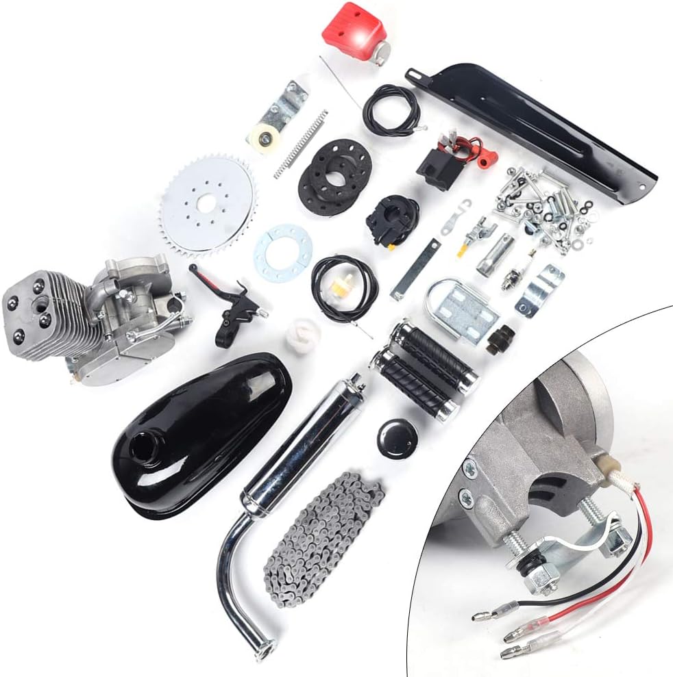 100CC Bicycle Engine Kit, 2 Stroke Gas Motor Bike Set Air-Cooling Modified, Upgraded Full Bike Kit Gas Motorized Petrol Gas Set with Super Fuel