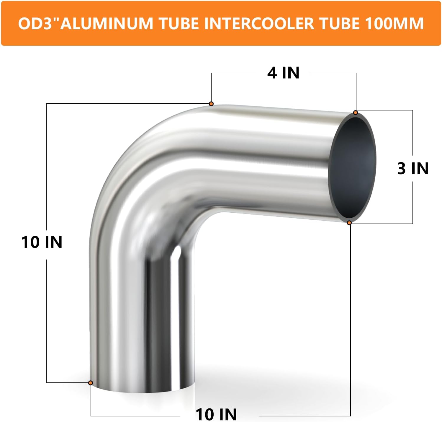 GASHER Tubo de aleación de aluminio de codo de 90 grados, 2 unidades, 3 “OD, longitud de la pierna 4” (100 mm), tubo intercooler para sistemas de