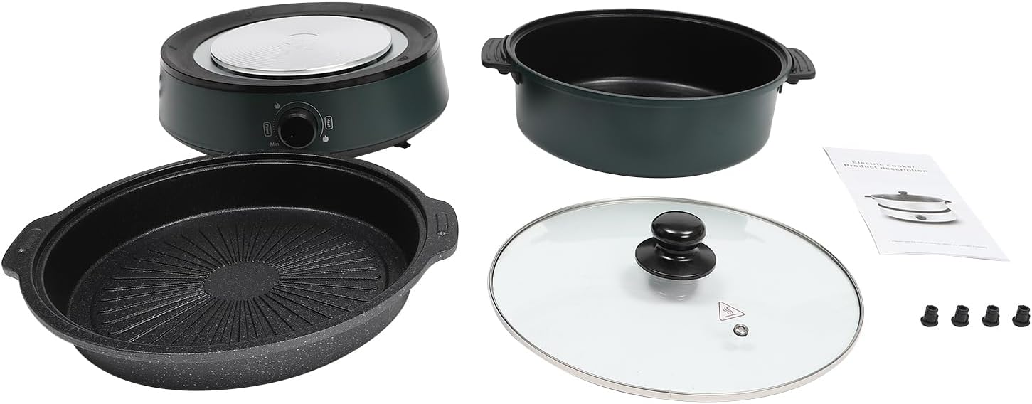 Olla eléctrica con olla de inducción, sartén eléctrica antiadherente, olla eléctrica para quemador de cocina con olla Shabu Shabu, disfruta de una