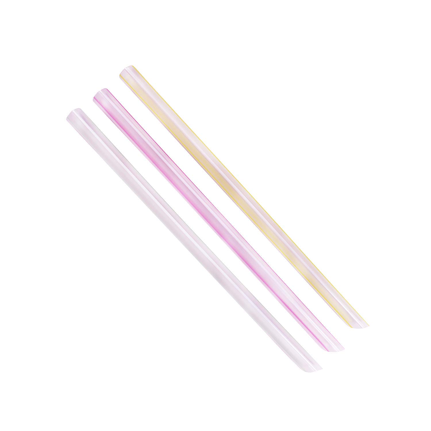 Karat C9050s – Pajitas Boba de 9 pulgadas (0.394 in de diámetro), sin envolver, corte diagonal, varios colores a rayas (caja de 1600)