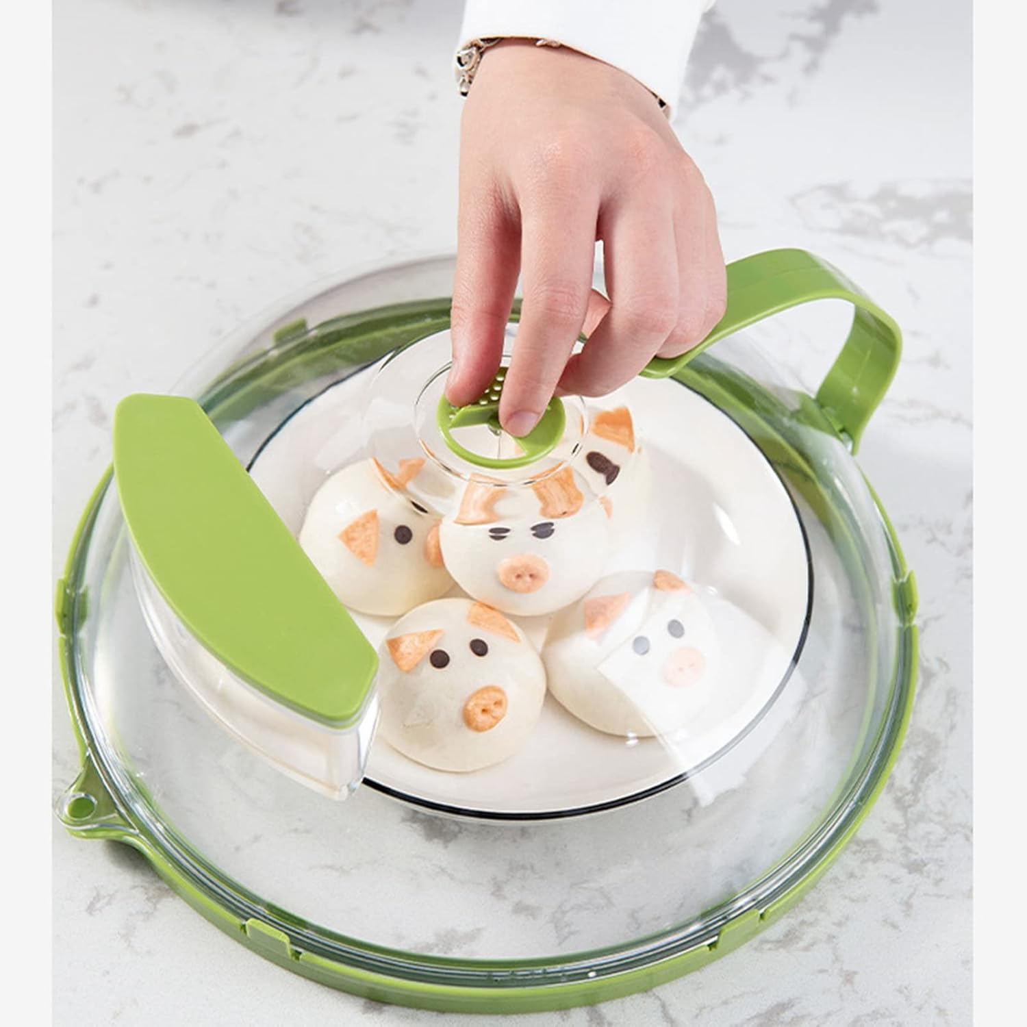 Cubierta para microondas para alimentos, cubierta de salpicaduras de microondas con asa y orificios de ventilación de vapor ajustables, tapa de