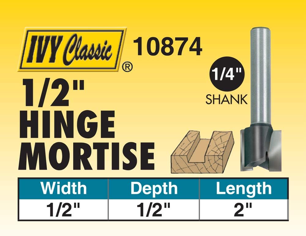 IVY Classic 10874 Broca de enrutador de carburo de mortaja de bisagra de 12 pulgada, vástago de 14 pulgadas, 1bolsa