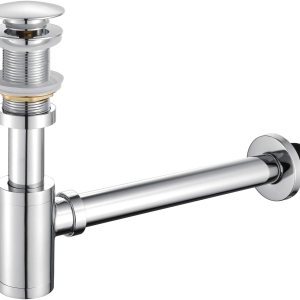 Juego completo de tapones para fregadero de baño, trampa en forma de P, ajustable, 1-14, trampa para botellas, de latón macizo, tubo y tapón de Juego completo de tapones para fregadero de baño, trampa en forma de P, ajustable, 1-14, trampa para botellas, de latón macizo, tubo y tapón de