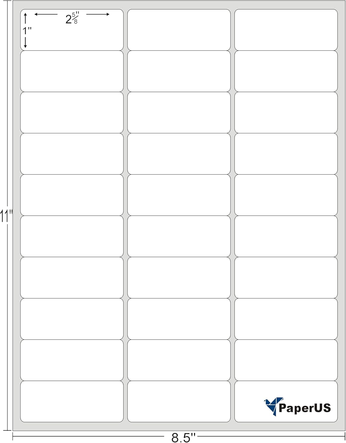 Etiquetas rectangulares blancas mate (30  1 pulgada x 2-58 pulgadas, 25 hojas)
