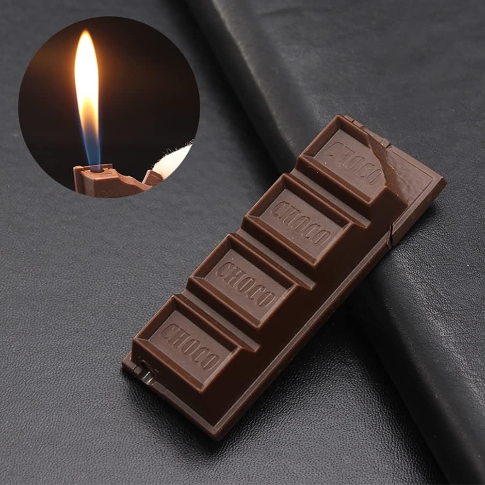 Encendedor de chocolate reutilizable con llama suave, resistente al viento, encendedor de butano fresco, regalos de cumpleaños únicos para hombres,