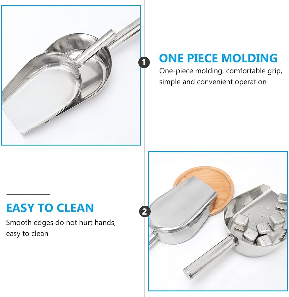 Cuchara de hielo de acero inoxidable para máquina de hielo, cuchara de metal para alimentos, cuchara grande para alimentos, palas de cubo de hielo,