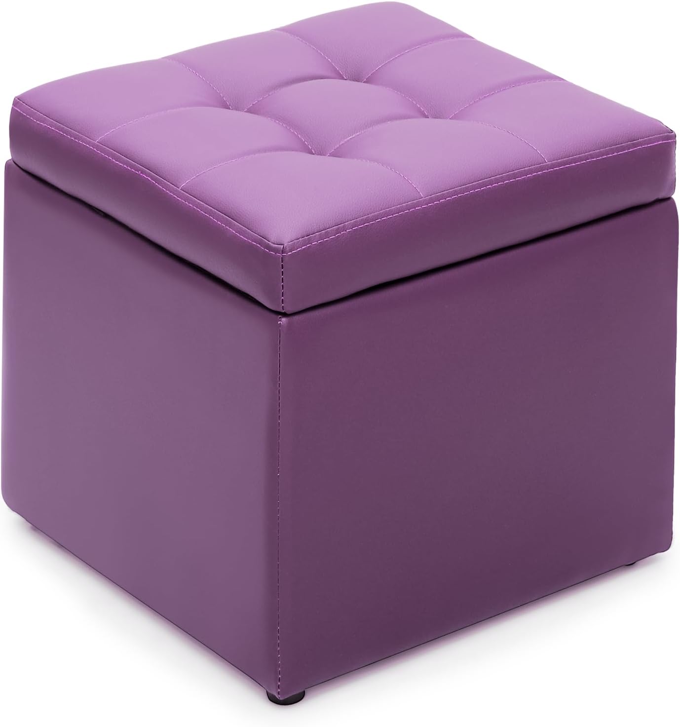 MoNiBloom Otomana pequeña con almacenamiento, moderna de 15.5 pulgadas, de piel sintética, color morado, con tapa abatible, reposapiés con tapa con
