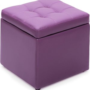 MoNiBloom Otomana pequeña con almacenamiento, moderna de 15.5 pulgadas, de piel sintética, color morado, con tapa abatible, reposapiés con tapa con MoNiBloom Otomana pequeña con almacenamiento, moderna de 15.5 pulgadas, de piel sintética, color morado, con tapa abatible, reposapiés con tapa con