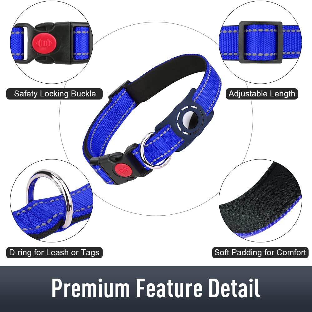 Airtag – Collar de perro para cachorros, collares reflectantes con soporte AirTag, hebilla de bloqueo de seguridad y acolchado suave, collar de