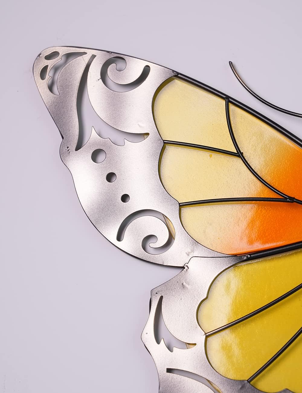 HONCOEN Escultura de pared de arte de metal, decoración de pared moderna, estatua de mariposa 3D, regalo para el hogar, manualidades de vitrales en