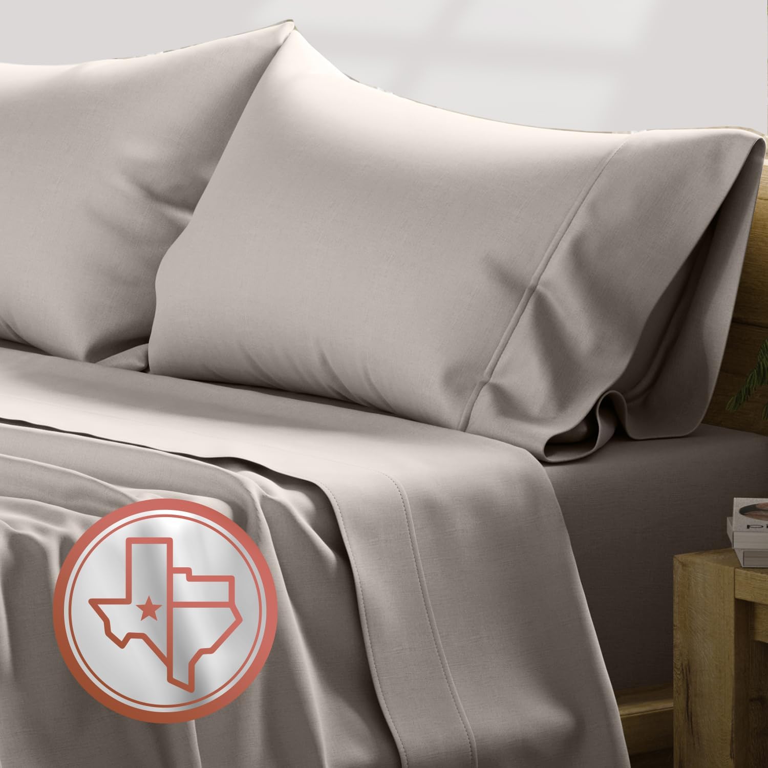 Texas Linen Co. Comfy Sheets – Juego de sábanas de 600 hilos, 100% algodón, 4 piezas de algodón de fibra larga para cama, transpirable, suave y