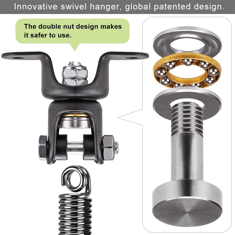 BeneLabel Kit para colgar silla de hamaca, colgador de columpio resistente con resorte y cadena de 39 pulgadas, bolsas de boxeo para colgar hamacas
