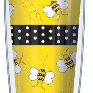 Signature Tumblers Playful Polka Dot Bees WraponYellow – Vaso de viaje de doble pared de 16 onzas con tapa negra fácil de beber Signature Tumblers Playful Polka Dot Bees WraponYellow – Vaso de viaje de doble pared de 16 onzas con tapa negra fácil de beber