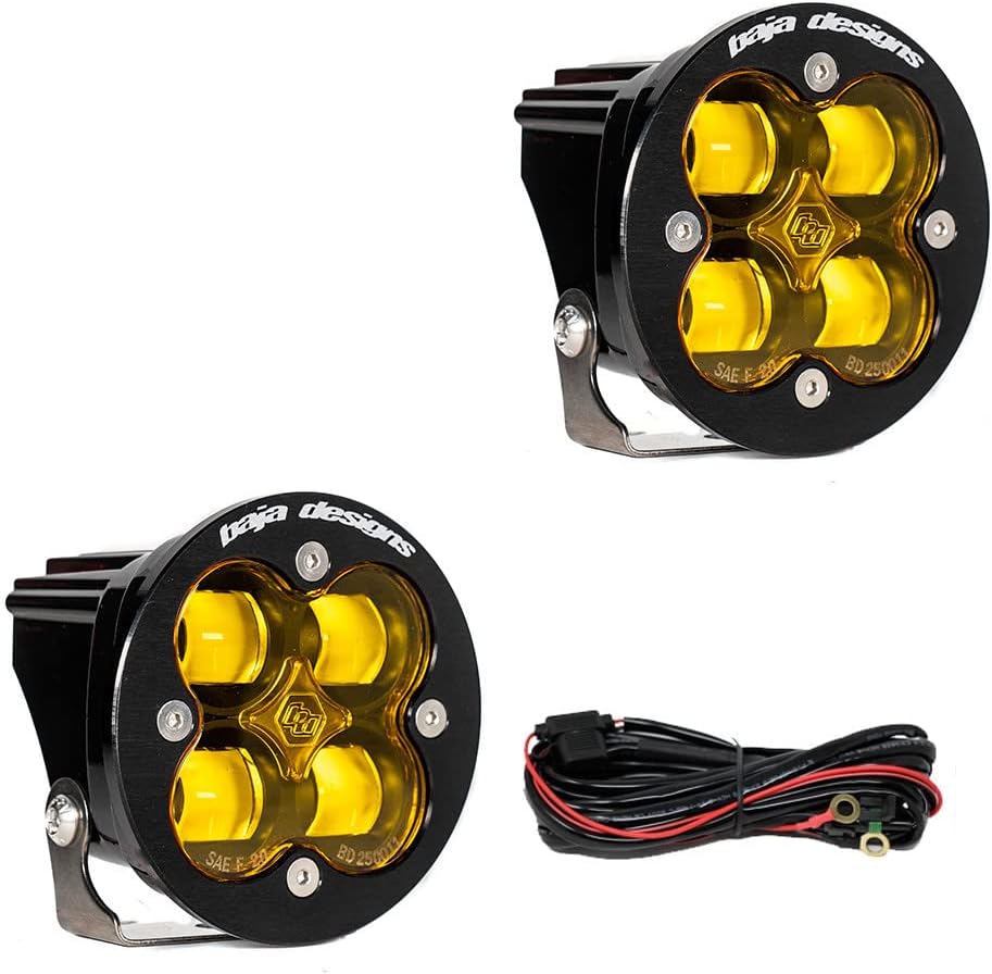 Baja Designs Squadron-R Amber SAE LED Auxiliar Luz antiniebla Par con arnés de cableado 247816 – Universal