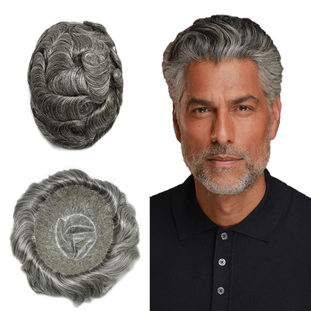 RESHE Toupee – Sistema de cabello humano de repuesto duradero para hombre, extensiones de pelo suave y fino, para hombres, 8 x 10 pulgadas, unidad