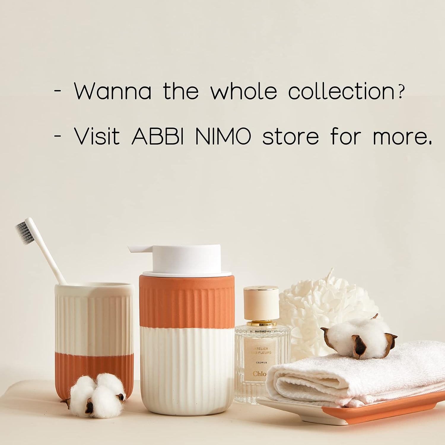 ABBI NIMO Paquete de 2 dispensadores de espuma de cerámica para manos, color terracota, dispensador de espuma de burbujas onduladas naturales,