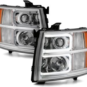 ACANII – Para Chevy Silverado 2007-2013 1500 2500 3500 Cromo LED Tubo Proyector Faros Faros Par Par Izquierdo+Derecho ACANII – Para Chevy Silverado 2007-2013 1500 2500 3500 Cromo LED Tubo Proyector Faros Faros Par Par Izquierdo+Derecho