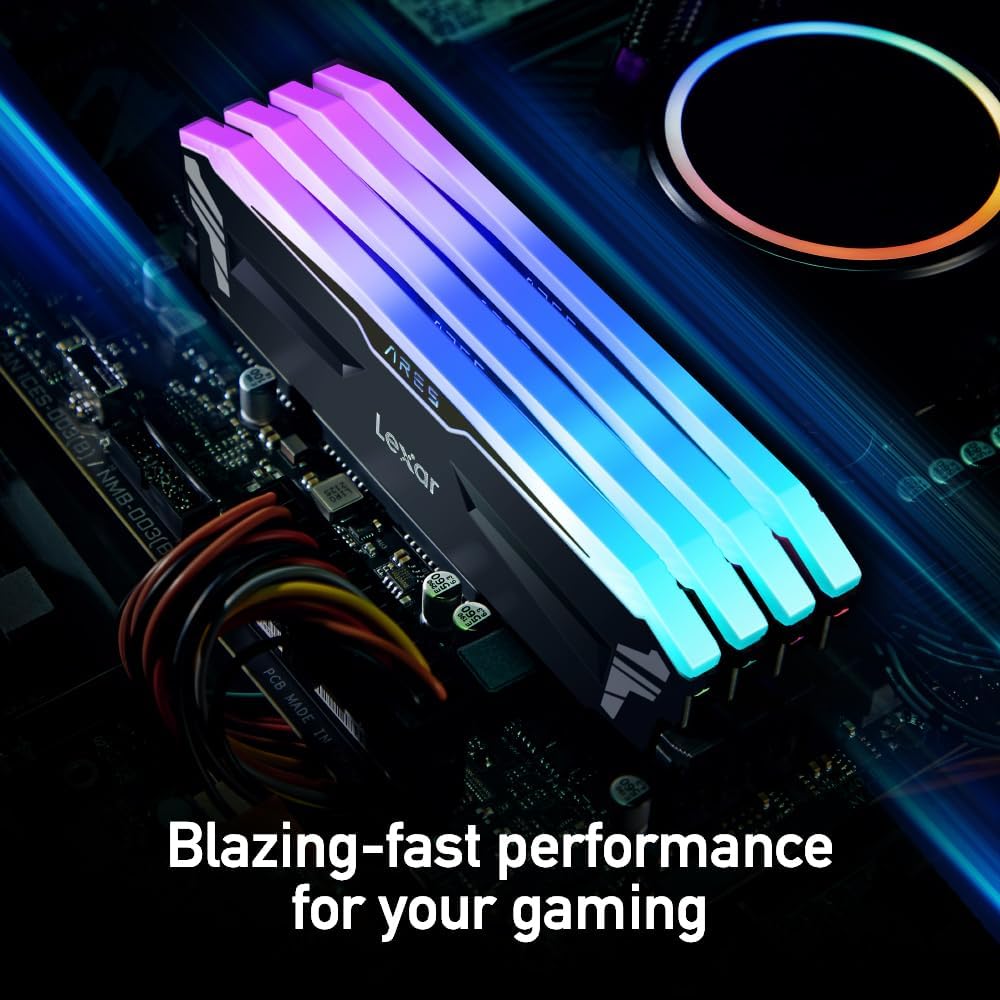 Lexar Memoria de escritorio ARES RGB DDR4 RAM 3600MTs CL18 de 32 GB (2 x 16 GB) compatible con Intel XMP 2.0 y AMD Ryzen, negro (LD4BU016G-R3600GDLA)