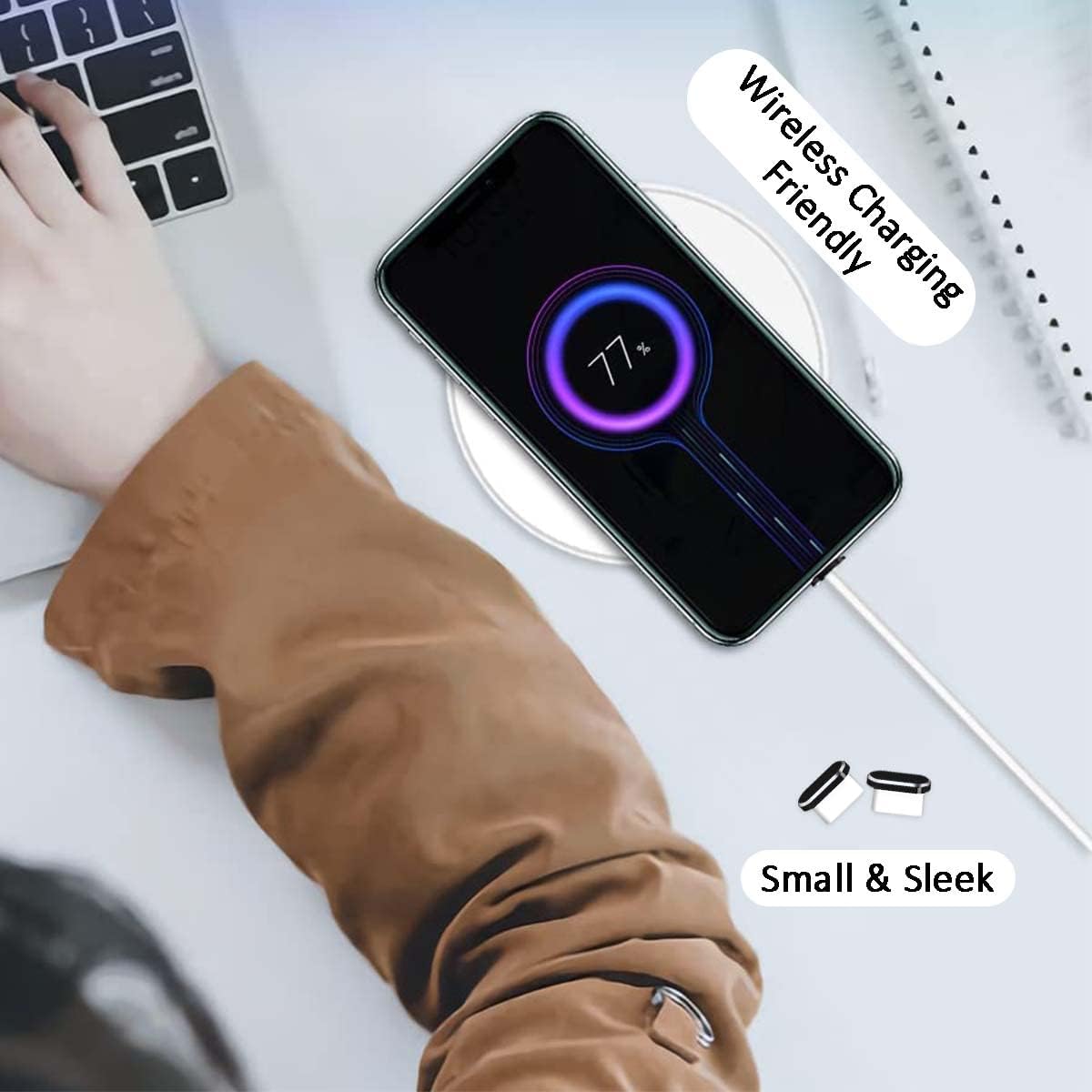 Paquete de 4 tapones USB C para puerto de carga tipo C, color negro, compatible con iPhone 15 Pro Max Plus Samsung S24 S23 S22 S20 Ultra Plus,
