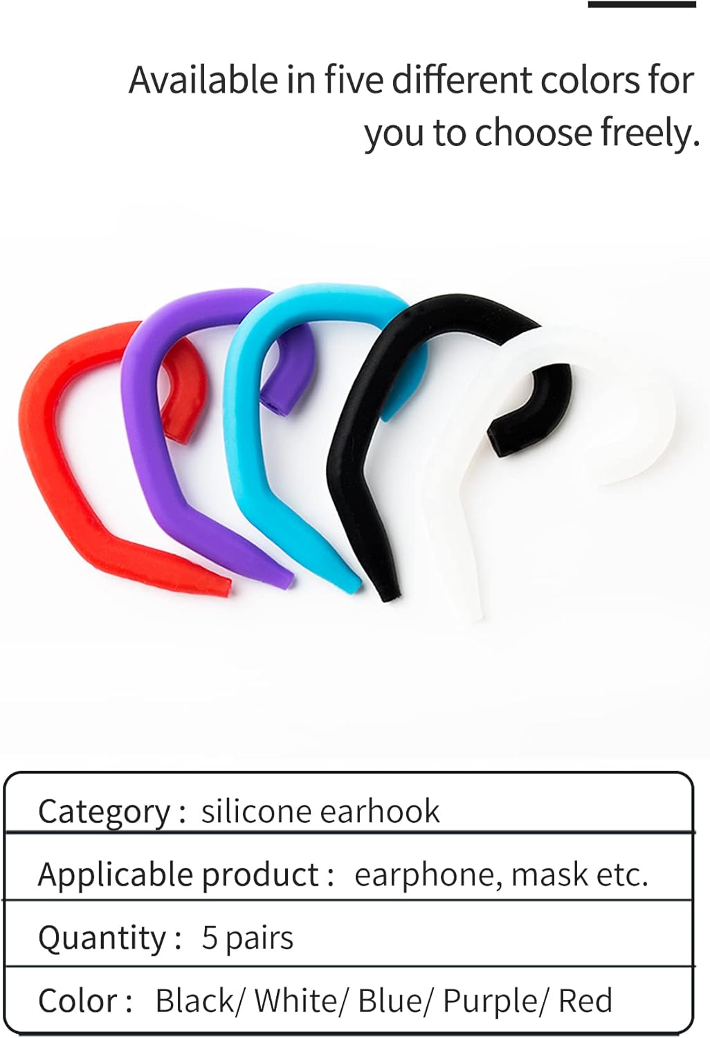 Keephifi Protector de gancho para auriculares gancho deportivo de silicona para auriculares y auriculares con cable recto, cable de gancho para la