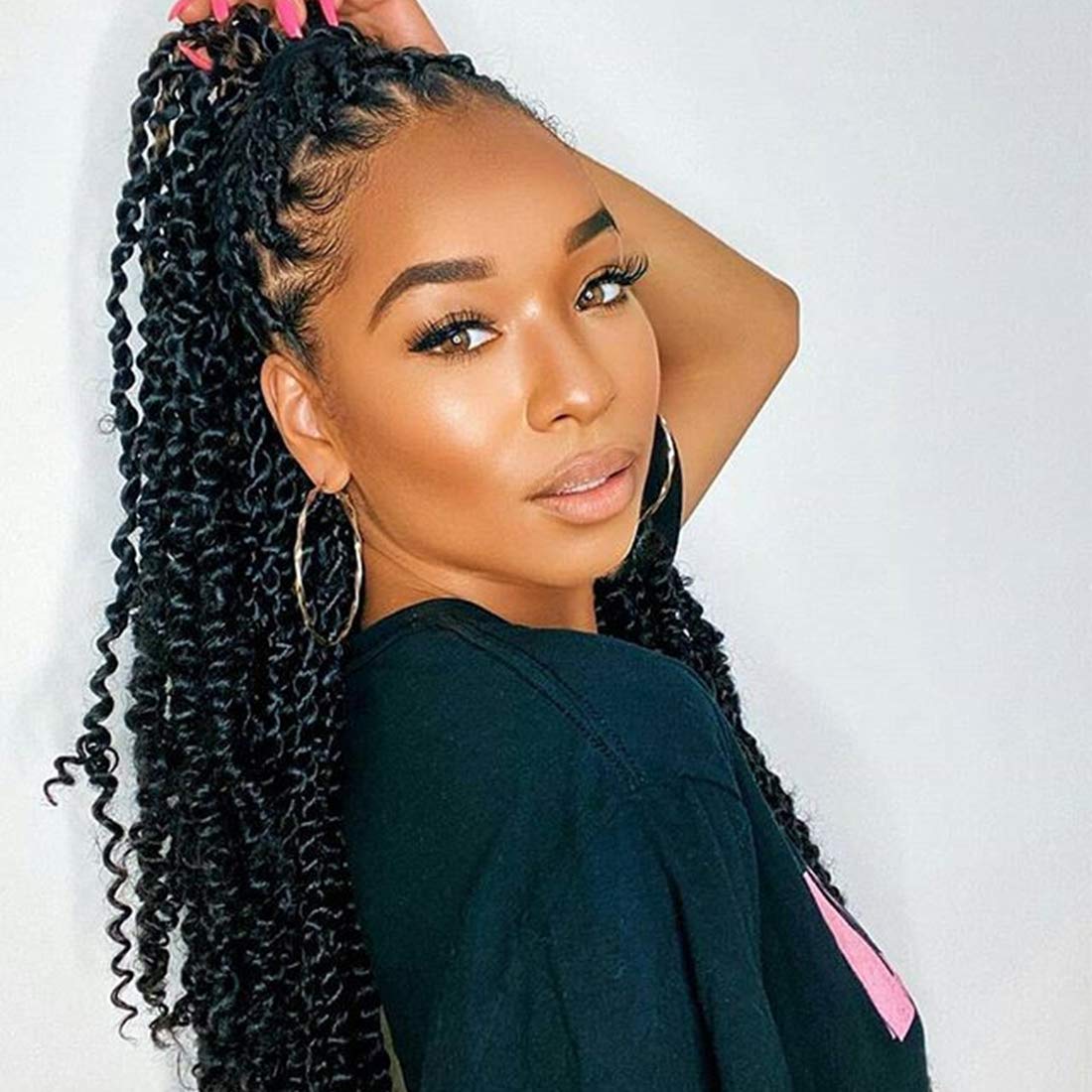 Paquete de 3 extensiones de trenzas de pelo muy rizado o trenzas africanas de pelo sintético de fibra resistente