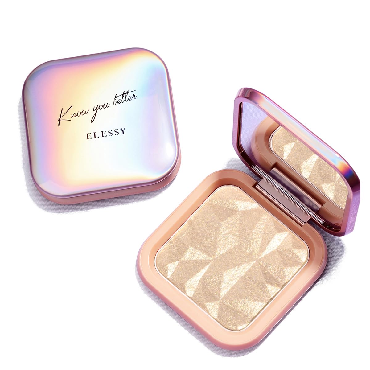 ELESSY – Paleta de maquillaje iluminador, paleta de iluminadores faciales de larga duración, paleta de maquillaje, iluminador brillante, polvo para