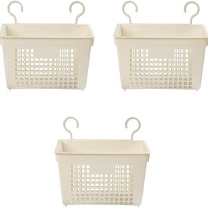 3 cestas de almacenamiento de plástico para colgar, cesta de plástico para organizar, baño, cocina, dormitorio, cesta de almacenamiento pequeña de 3 cestas de almacenamiento de plástico para colgar, cesta de plástico para organizar, baño, cocina, dormitorio, cesta de almacenamiento pequeña de