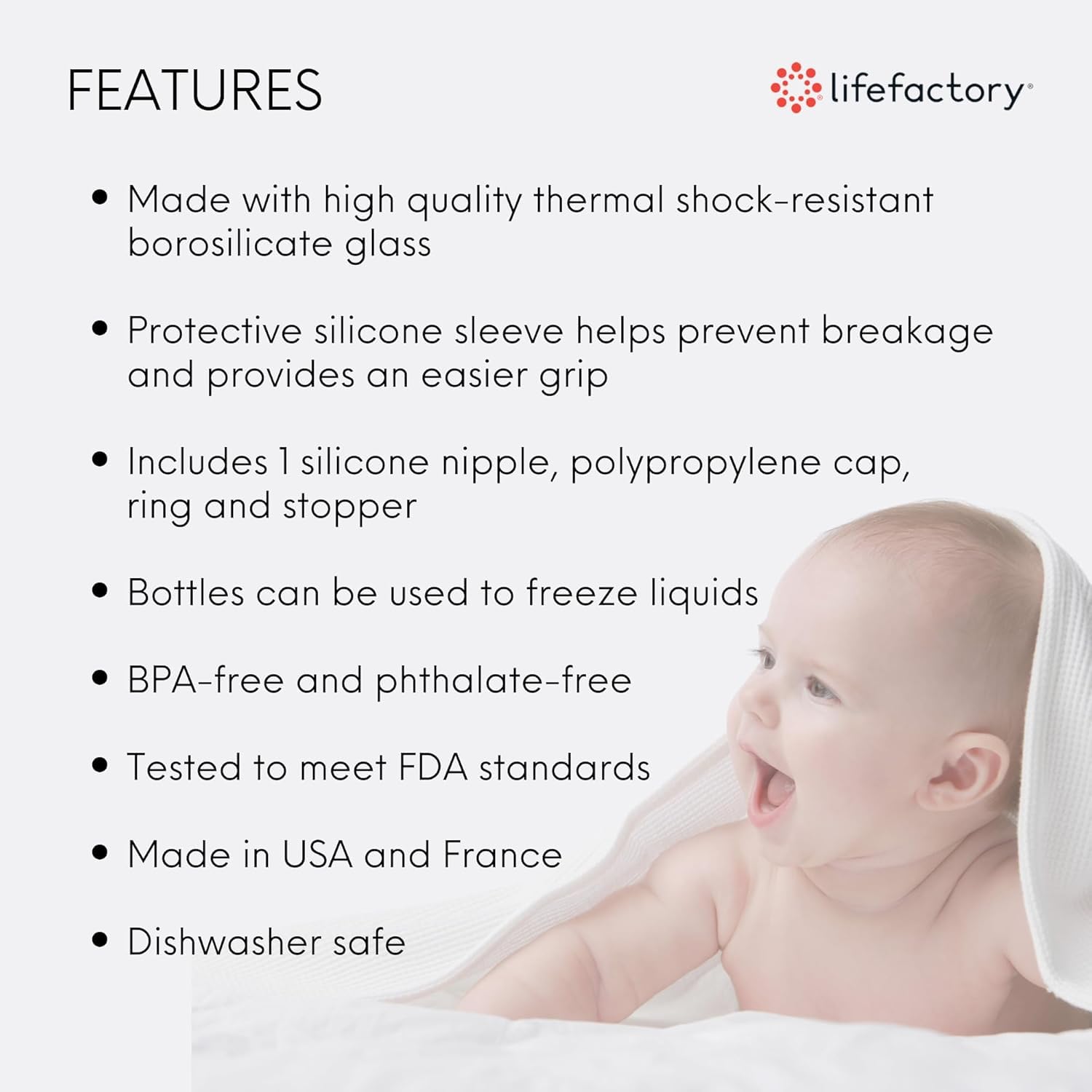 Lifefactory Biberones de vidrio con protección de silicona, paquete de 4, 4 onzas cada biberón (2 plátanos y 2 melón)