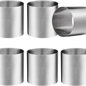 Anillos para tartas, 6 paquetes de 2 x 2 pulgadas, de acero inoxidable, antiadherentes, moldes de anillo redondo, moldes de mousse para postre, Anillos para tartas, 6 paquetes de 2 x 2 pulgadas, de acero inoxidable, antiadherentes, moldes de anillo redondo, moldes de mousse para postre,