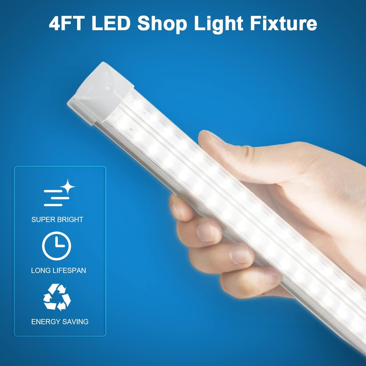 SHOPLED Luz LED de tienda de 4 pies, 36 W, 4680 lúmenes, 6000 K, blanco frío, forma de V, luces LED T8 enlazables de 4 pies, luces LED de taller