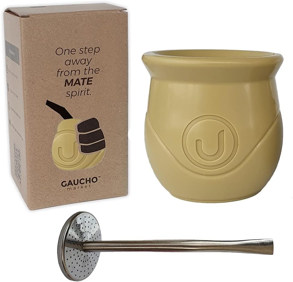 GAUCHO-MARKET Urban Yerba Mate – Juego de tazas de calabaza con sistema único de extracción de yerba autolimpiante. Fabricado en Argentina. Diseño