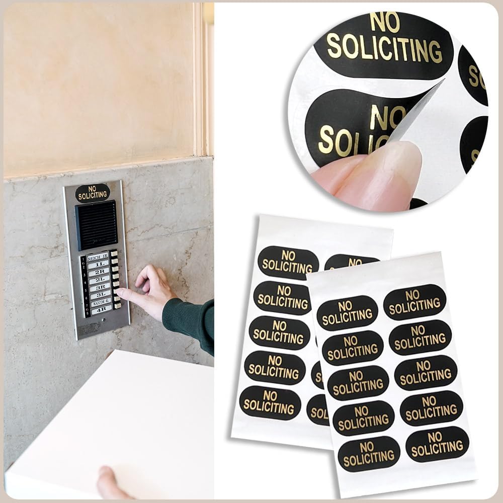 Letrero de no solicitar para casa, paquete de 20 calcomanías de no solicitar, letrero de no solicitud para timbre de video en anillo, impermeable,