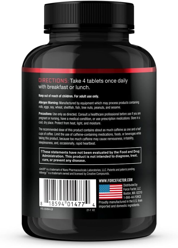 FORCE FACTOR Test X180 Boost Potenciador de testosterona y suplemento energético para hombres, aumenta la energía, aumenta la resistencia, mejora la